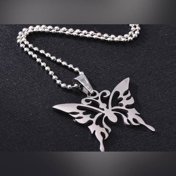 “Tribal Butterfly” Stainless Steel Lasercut Cut-out Hollow Open Abstract Pendant - Picture 5 of 16